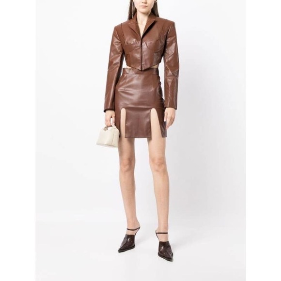 Aleksandre Akhalkatsishvili Cutout High-waisted Vegan Leather Skirt Sz Small - Picture 12 of 16